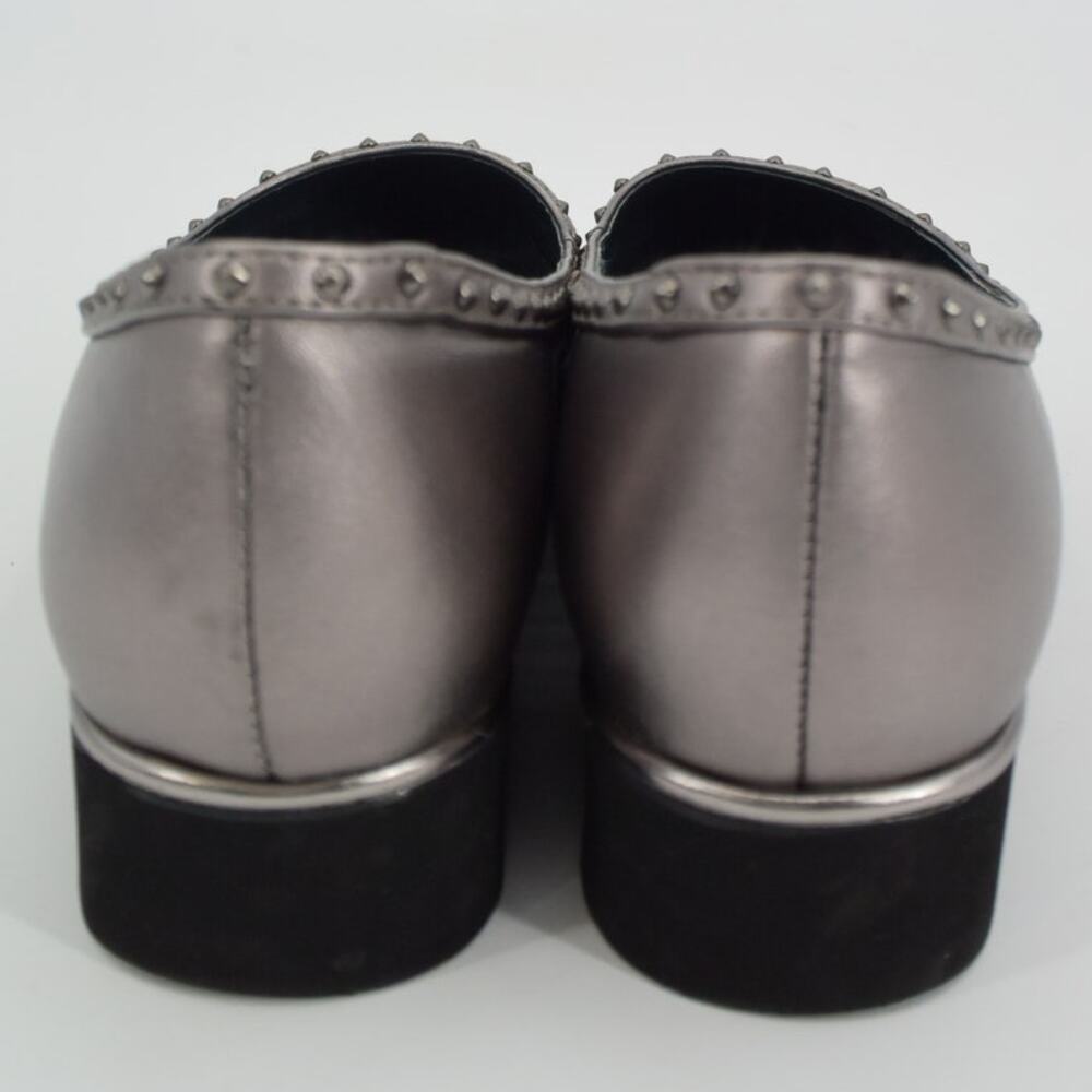Sacha London Yaiza Pewter Leather Studded Pointed Toe Platform Shoes Size 7 - Picture 7 of 11